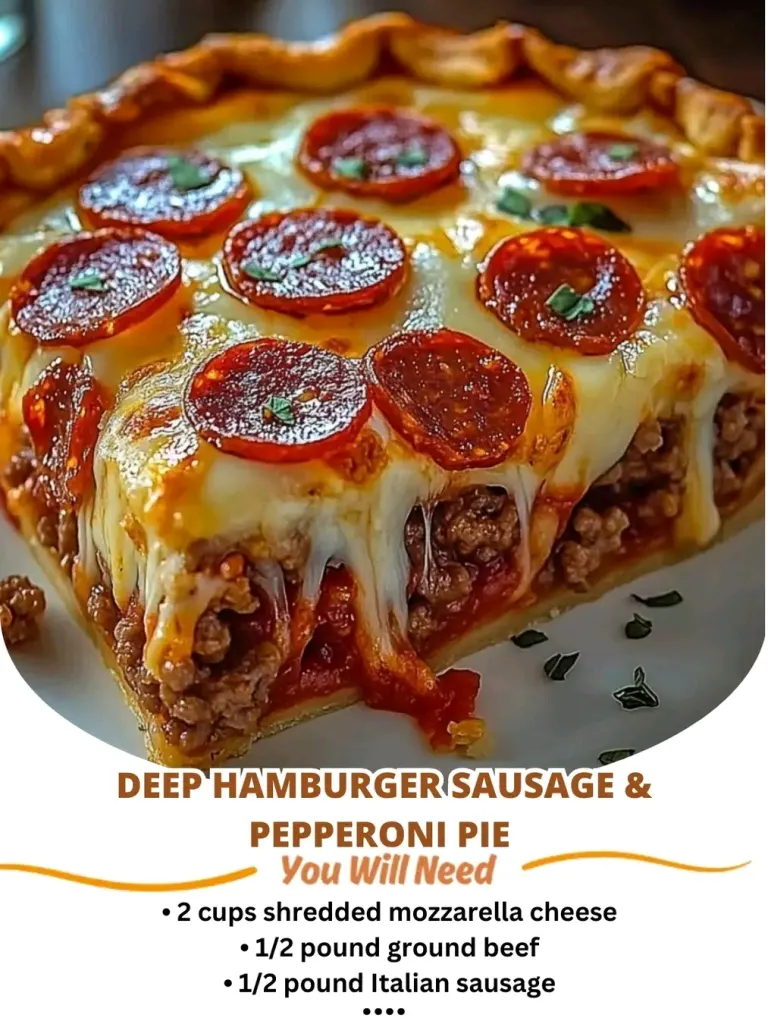 Deep Hamburger Sausage & Pepperoni Pie